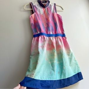 Plains and Prints Sleeveless Dress with Pockets Watercolor with Elastic Waist